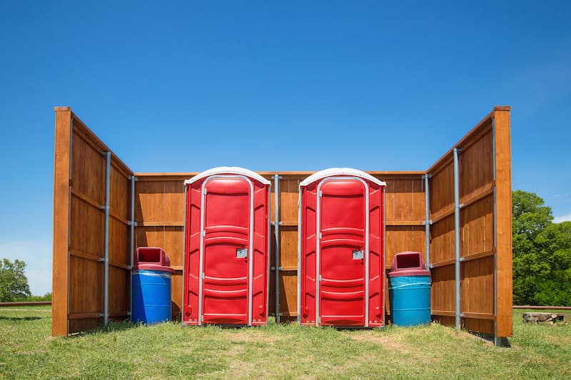 Short-term porta potty units staged for delivery in Longview, Washington